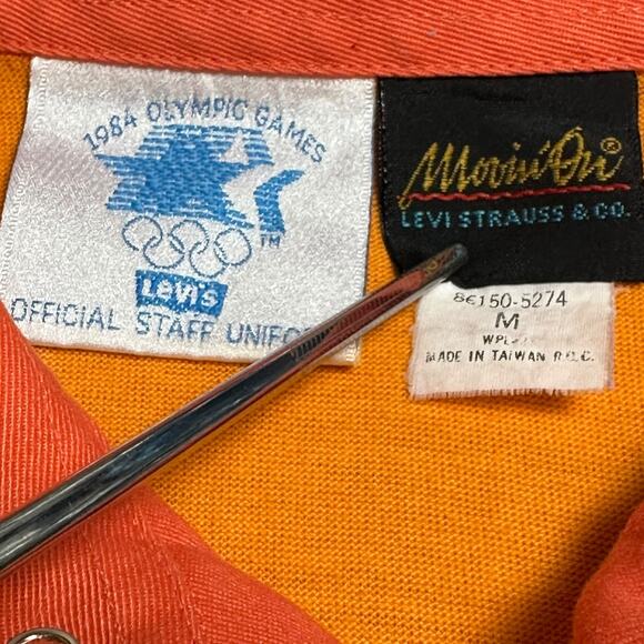 Vintage 1984 Levi’s Olympic Games Official Staff Uniform Orange Polo Shirt 80s M - Picture 6 of 7
